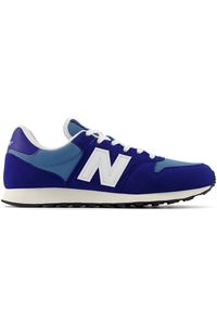 Buty męskie New Balance GM500LCL – niebieskie. Okazja: na co dzień. Kolor: niebieski. Materiał: guma, syntetyk, materiał. Szerokość cholewki: normalna #1