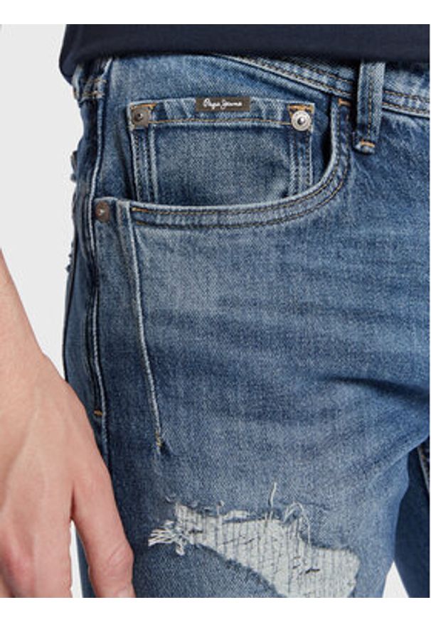 Pepe Jeans Jeansy Stanley PM206816 Granatowy Tapered Fit. Kolor: niebieski