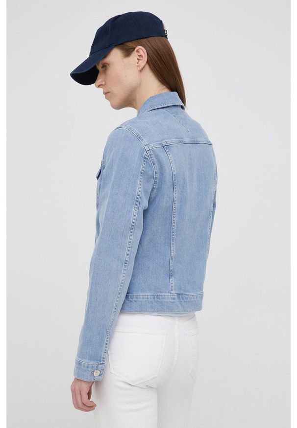 TOMMY HILFIGER - Tommy Hilfiger kurtka jeansowa damska przejściowa. Okazja: na co dzień. Kolor: niebieski. Materiał: jeans. Styl: casual