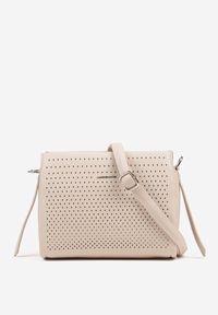 Born2be - Jasnobeżowa Elegancka Torebka Listonoszka z Klapą Idemessa. Kolor: beżowy. Styl: elegancki