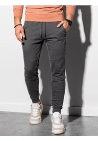 Ombre Clothing - Spodnie męskie dresowe joggery P987 - grafitowe - XL. Kolor: szary. Materiał: dresówka #3