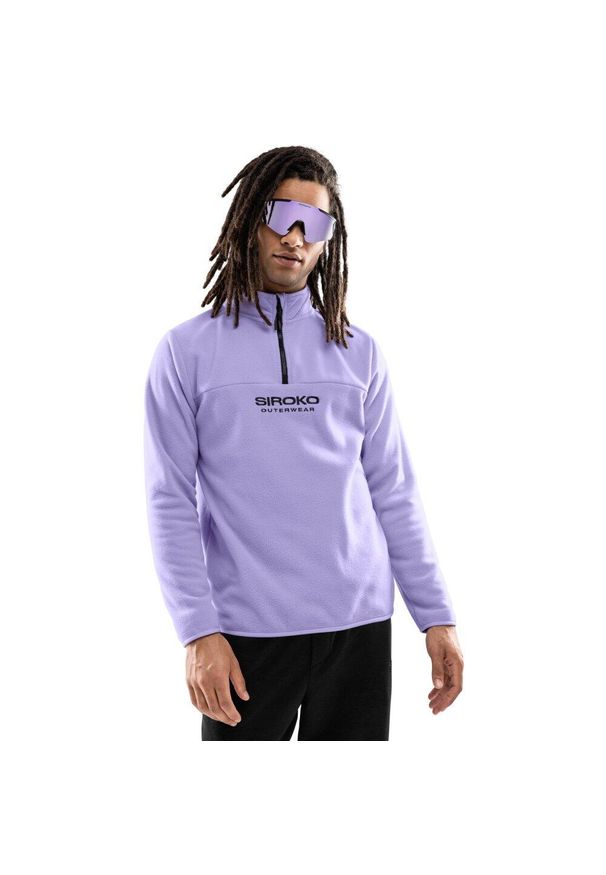 SIROKO - Bluza z grubego polaru do sportów zimowych męska Aurora. Kolor: niebieski. Materiał: polar. Długość: krótkie. Sezon: zima. Sport: narciarstwo