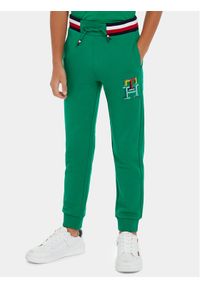 TOMMY HILFIGER - Tommy Hilfiger Spodnie dresowe Monogram KB0KB08836 Zielony Regular Fit. Kolor: zielony. Materiał: bawełna #1