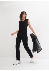 bonprix - Kombinezon z dżerseju, z mieszanki bawełny. Kolor: czarny. Materiał: jersey, bawełna #2