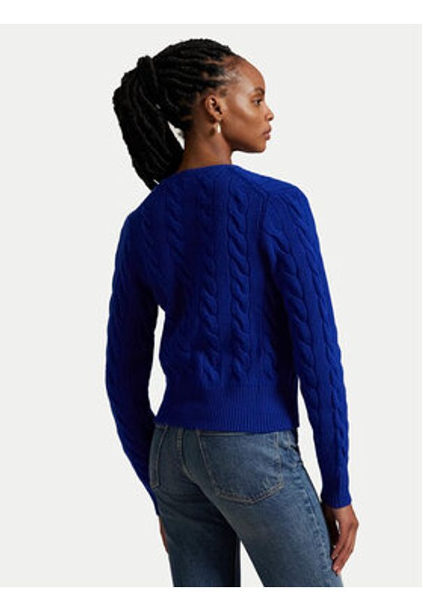 Polo Ralph Lauren Kardigan 211972104010 Niebieski Slim Fit. Typ kołnierza: polo. Kolor: niebieski. Materiał: wełna