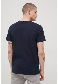 Quiksilver t-shirt bawełniany kolor granatowy z nadrukiem. Kolor: niebieski. Materiał: bawełna. Wzór: nadruk