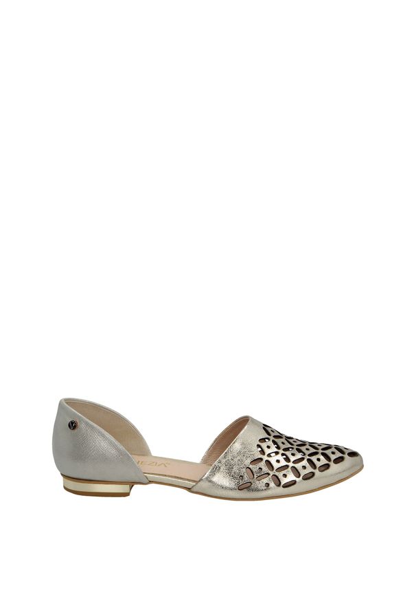 Venezia - ZŁOTE BALERINY 985 ORO-BEIGE. Kolor: złoty. Materiał: skóra, syntetyk. Obcas: na obcasie. Wysokość obcasa: średni