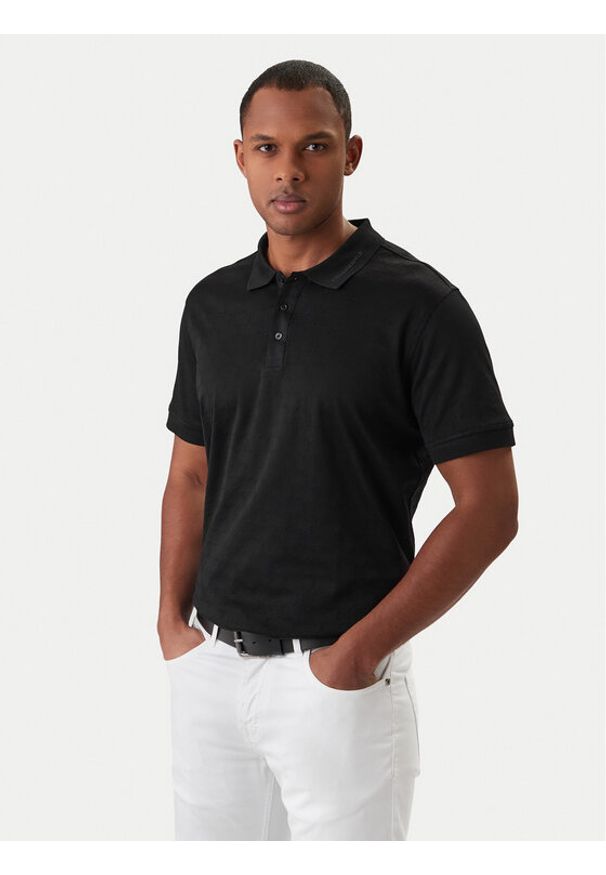 Karl Lagerfeld - KARL LAGERFELD Polo 745008 561204 Czarny Slim Fit. Typ kołnierza: polo. Kolor: czarny. Materiał: bawełna