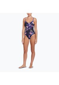 Strój pływacki jednoczęściowy damski Nike Floral Blur V-Neck. Kolor: czarny