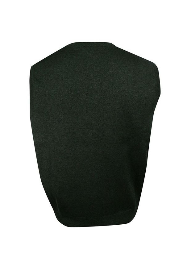 Max Sheldon - Kamizelka Ciemna Oliwkowa, Elegancka, Bezrękawnik, Dekolt w Serek (V-neck), Męska -MAX SHELDON. Okazja: na co dzień. Typ kołnierza: dekolt w serek. Kolor: oliwkowy. Materiał: bawełna, akryl. Długość rękawa: bez rękawów. Sezon: zima, jesień. Styl: elegancki