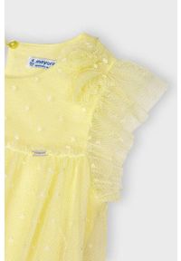Mayoral - Sukienka dziecięca. Kolor: żółty. Materiał: bawełna, materiał, tiul, tkanina, poliester. Długość rękawa: bez rękawów. Wzór: gładki. Typ sukienki: rozkloszowane. Długość: mini #3