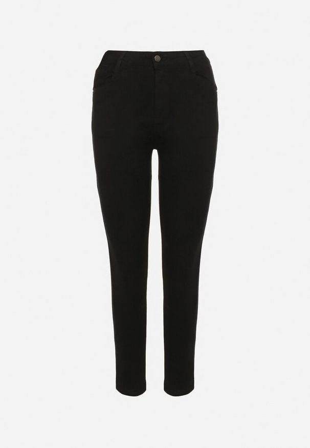 Born2be - Czarne Spodnie o Kroju Skinny z Regularnym Stanem Mendria. Okazja: na co dzień. Kolor: czarny. Styl: klasyczny, casual, elegancki