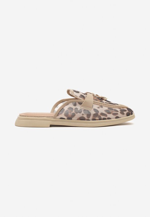 Renee - Panterkowe Transparentne Klapki Mule z Siateczki Zdobione Zawieszką Telianne. Okazja: na co dzień. Wzór: aplikacja. Sezon: lato. Styl: elegancki, casual