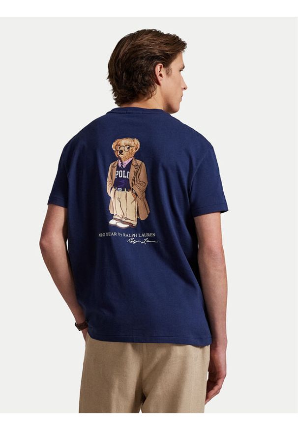 Polo Ralph Lauren T-Shirt 710974585001 Granatowy Custom Slim Fit. Typ kołnierza: polo. Kolor: niebieski. Materiał: bawełna