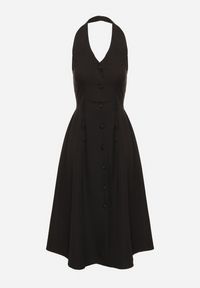 Born2be - Czarna Sukienka na Szyję z Ozdobnymi Guzikami Folorea. Kolor: czarny #3