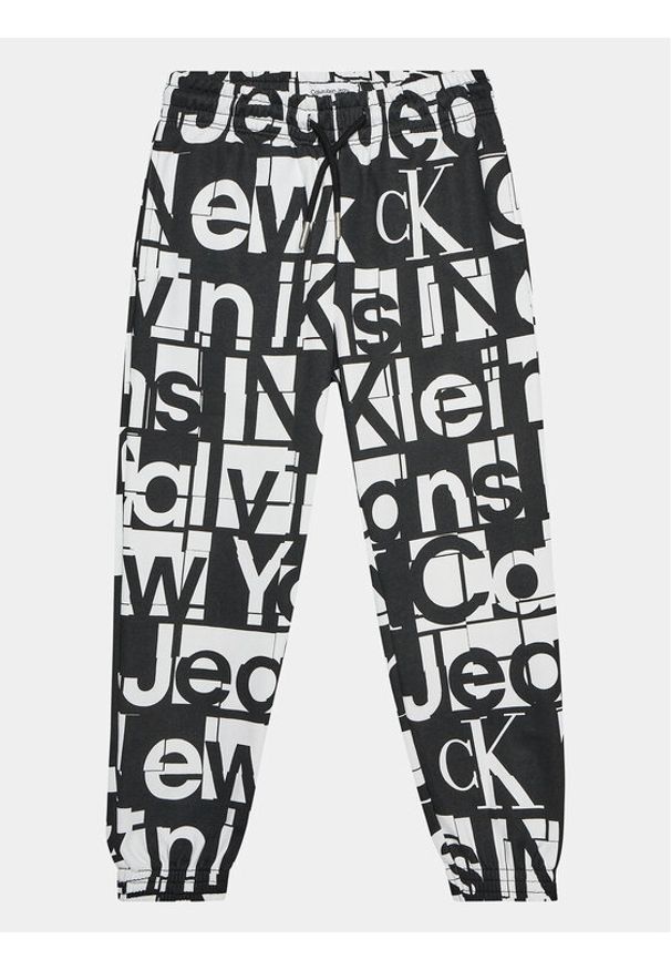 Calvin Klein Jeans Spodnie dresowe Grid IB0IB01937 Czarny Regular Fit. Kolor: czarny. Materiał: bawełna