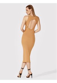Simple Sukienka letnia SUD012 Brązowy Slim Fit. Kolor: brązowy. Materiał: syntetyk, wiskoza. Sezon: lato #3