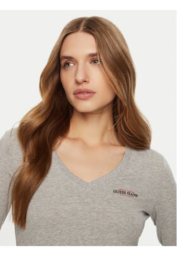 Guess Jeans Bluzka W4YI21 J1314 Szary Regular Fit. Kolor: szary. Materiał: bawełna