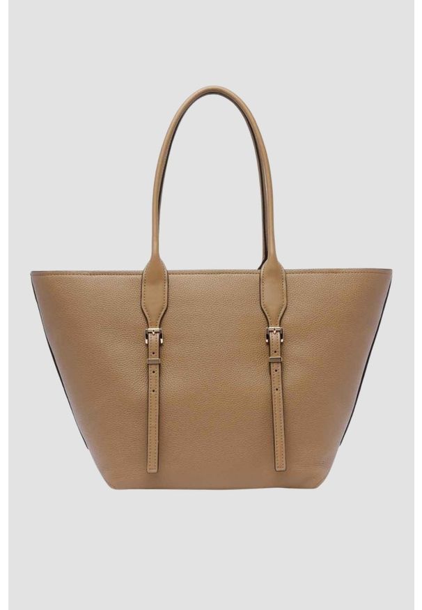 Michael Kors - MICHAEL KORS Brązowa shopperka ze skóry. Kolor: brązowy. Materiał: skórzane. Styl: klasyczny, casual, elegancki