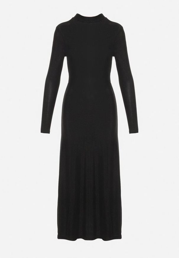 Born2be - Czarna Sukienka z Wiskozą Ozdobiona Brokatem w Eleganckim Stylu Werirra. Kolor: czarny. Materiał: wiskoza. Wzór: aplikacja. Sezon: zima. Styl: elegancki