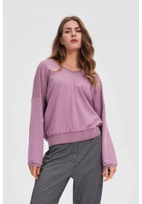 MOODO - Bluza z bawełny różowa. Kolor: różowy. Materiał: bawełna