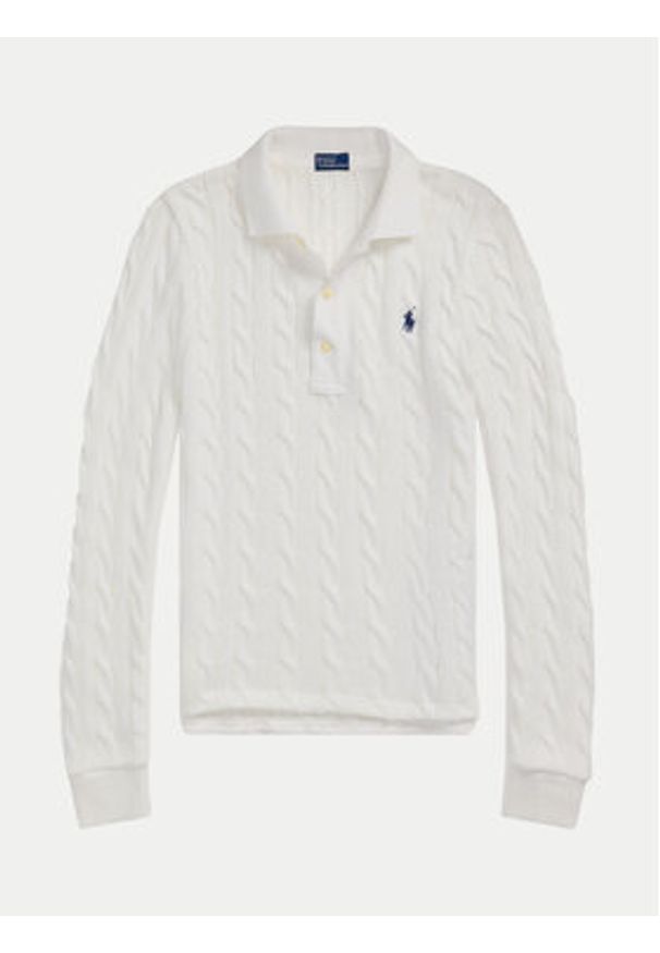 Polo Ralph Lauren Sweter 211959100 Biały Regular Fit. Typ kołnierza: polo. Kolor: biały. Materiał: bawełna