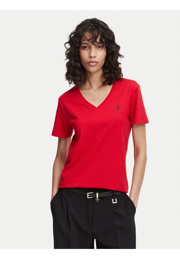 Beverly Hills Polo Club T-Shirt P-SS26W-TS516518 Czerwony Regular Fit. Typ kołnierza: polo. Kolor: czerwony. Materiał: bawełna