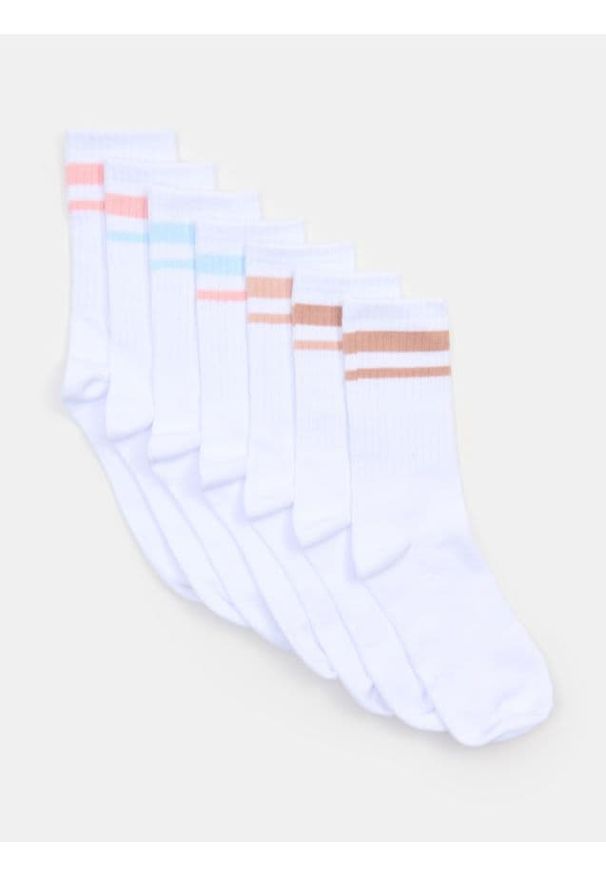 Sinsay - Prążkowane skarpetki 7 pack - wielobarwny. Materiał: prążkowany