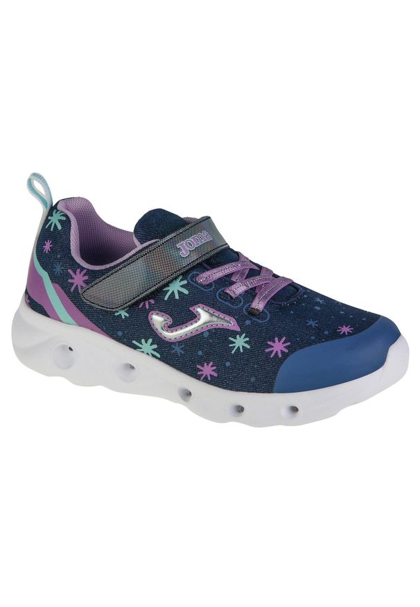Buty sportowe Sneakersy dziewczęce, Joma Space Jr 24 JSPACS. Zapięcie: rzepy. Kolor: niebieski. Materiał: materiał, syntetyk, tkanina. Szerokość cholewki: normalna. Sport: turystyka piesza
