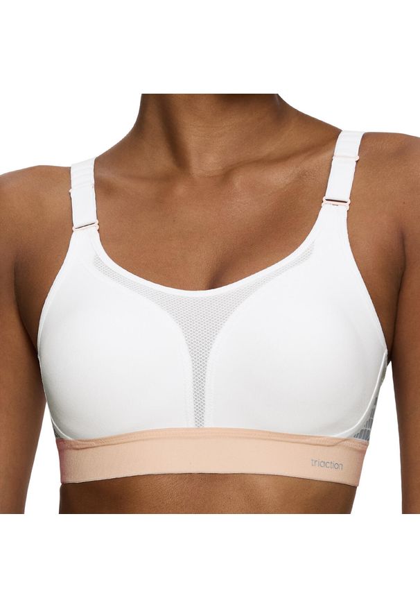 TRIACTION - Stanik do biegania Extreme Lite z wysoki poziomem podtrzymywania. Kolor: biały. Materiał: poliamid, elastan. Sport: bieganie