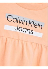 Calvin Klein Jeans Sukienka codzienna Hero Logo IN0IN00065 Pomarańczowy Regular Fit. Okazja: na co dzień. Kolor: pomarańczowy. Materiał: bawełna. Typ sukienki: proste. Styl: casual