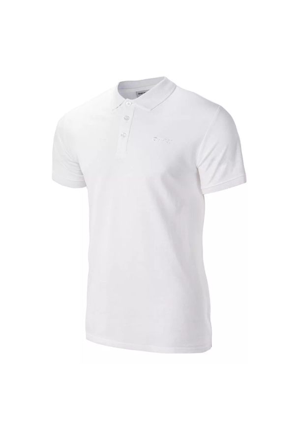 Hi-tec - Koszulka polo męska Hi-Tec Romso - biała, Rozmiar XL. Typ kołnierza: polo. Kolor: biały. Materiał: skóra, bawełna, materiał