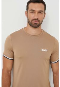 Boss Green t-shirt x Matteo Barrettini męski kolor beżowy z nadrukiem. Kolor: beżowy. Materiał: materiał, dzianina. Wzór: nadruk. Styl: klasyczny #2