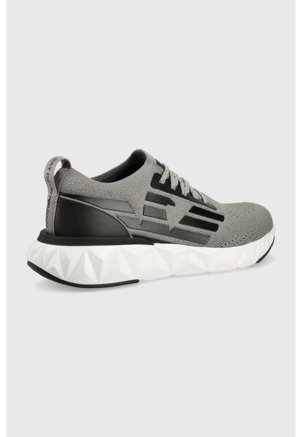 EA7 Emporio Armani sneakersy kolor szary. Nosek buta: okrągły. Zapięcie: sznurówki. Kolor: szary. Materiał: guma