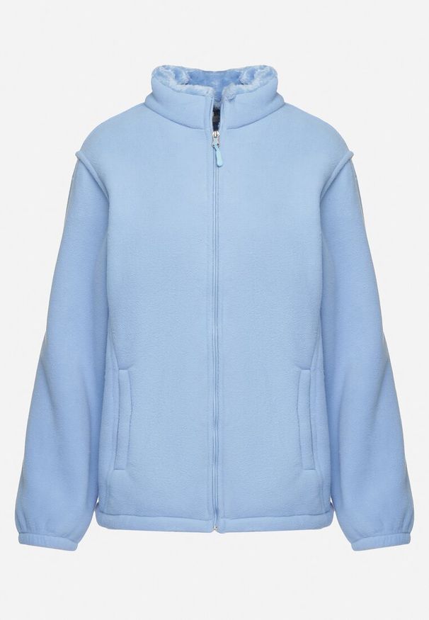 Born2be - Niebieski Klasyczny Polar ze Ściągaczami przy Rękawach Paradi. Okazja: na co dzień, do pracy. Kolor: niebieski. Materiał: polar. Długość rękawa: długi rękaw. Długość: długie. Styl: klasyczny