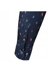 Granatowa Koszula o Prostym Kroju w Żaglówki - Pako Jeans. Okazja: na co dzień. Kolor: niebieski. Materiał: wiskoza, bawełna. Styl: casual #7