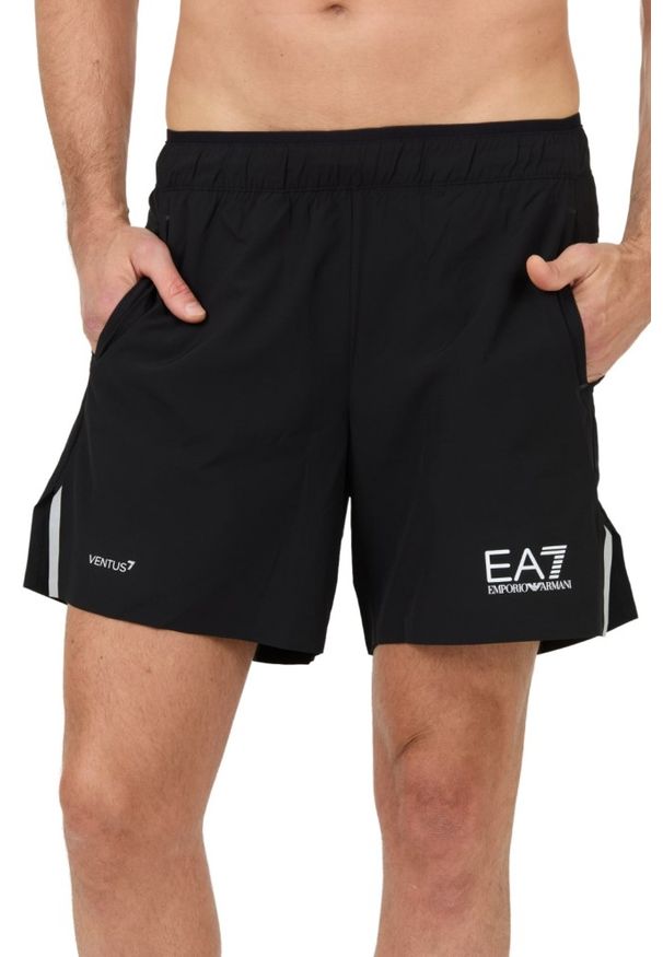 EA7 Emporio Armani - EA7 Czarne męskie kąpielówki Bermudas, Rozmiar XL. Kolor: czarny