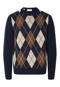 Selected Homme Sweter 16090764 Granatowy Regular Fit. Kolor: niebieski. Materiał: wełna #6