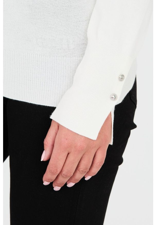 Guess - GUESS Beżowy damski cienki sweter, Rozmiar L. Kolor: beżowy