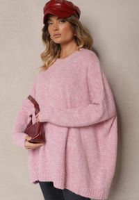 Renee - Różowy Casualowy Sweter Oversize Allethia. Okazja: na co dzień. Kolor: różowy. Sezon: zima. Styl: casual #3