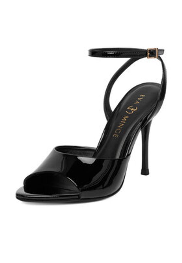 Eva Minge Sandały EO-FLORA-LT1605-6 Czarny. Kolor: czarny. Materiał: skóra, lakier