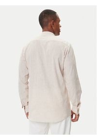 Karl Lagerfeld - KARL LAGERFELD Koszula 605035 552627 Beżowy Regular Fit. Typ kołnierza: dekolt w karo. Kolor: beżowy. Materiał: len, bawełna #4