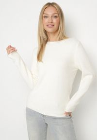 Born2be - Jasnobeżowy Sweter z Wełną w Klasycznym Stylu Firrive. Okazja: na co dzień. Kolor: beżowy. Materiał: wełna. Styl: klasyczny #6
