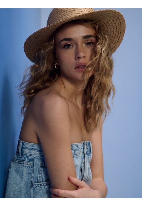 Sinsay - Pleciony kapelusz - beżowy. Kolor: beżowy