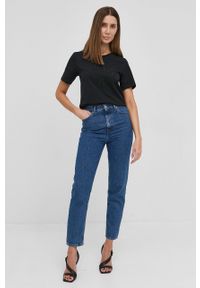 Trussardi Jeans - Trussardi - T-shirt bawełniany. Okazja: na co dzień. Kolor: czarny. Materiał: bawełna. Wzór: haft. Styl: casual #5