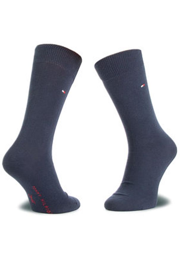 TOMMY HILFIGER - Tommy Hilfiger Zestaw 2 par wysokich skarpet męskich 371111 Granatowy. Kolor: niebieski. Materiał: materiał