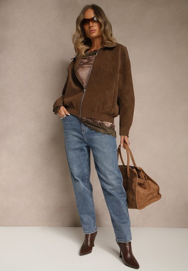 Renee - Niebieskie Casualowe Jeansy Mom Fit High Waist Nellanea. Okazja: na co dzień. Stan: podwyższony. Kolor: niebieski. Styl: casual