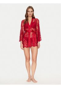 Hunkemöller Kimono Isabelle 300603 Czerwony. Kolor: czerwony. Materiał: syntetyk