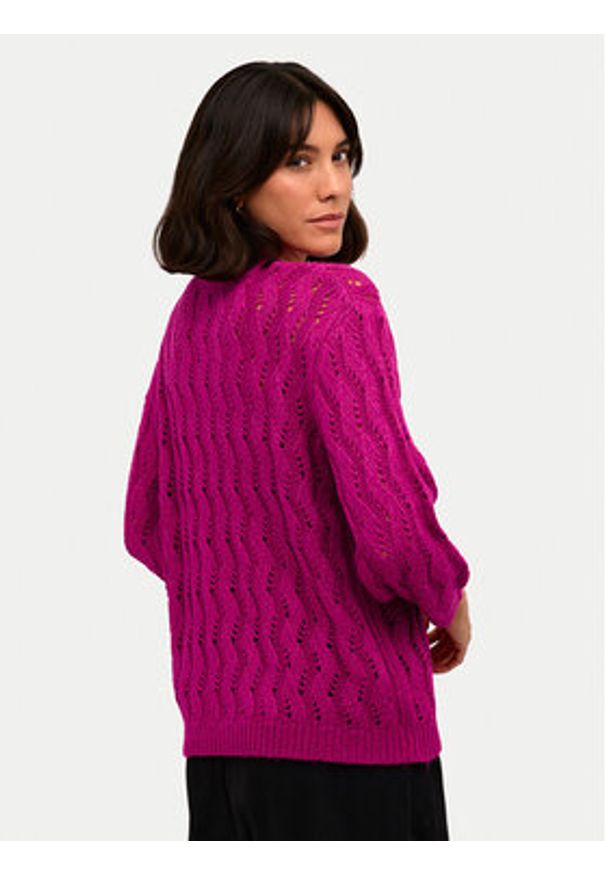 Kaffe Sweter Lena 10508807 Różowy Regular Fit. Kolor: różowy. Materiał: bawełna, syntetyk