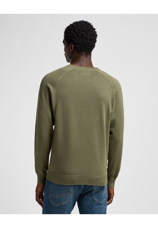 Lee - LEE MĘSKI SWETER CLEAN RAGLAN SWEATER MERCANTILE GREEN 112355673 LD46008526. Długość rękawa: raglanowy rękaw